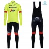 Tenue Cycliste Manches Longues et Collant à Bretelles 2018 Trek-Segafredo Hiver Thermal Fleece N002